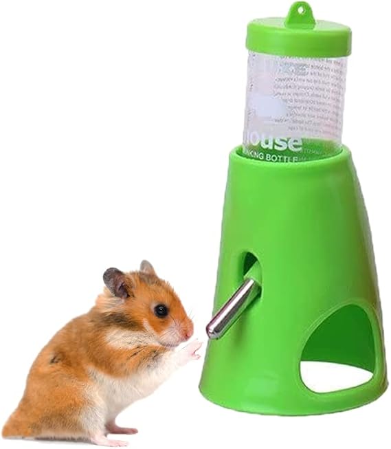 Litewoo 2 in 1 Hamster Water Bottle, Automatic Drinker and Cabin Fits Syrian Dwarf Hamster Mouse Gerbil Mice Chinchilla Small Animal (Green)