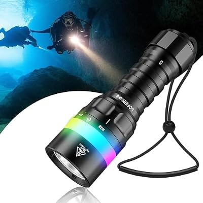 Sofirn SD08 Dive Light, 3200lm Bright Scuba Diving Flashlight, IPX8 Waterproof Light with RGB Signal Ring, Easy Twist OnOff, Pro Grade Scuba Diving Gear, Long Runtime Underwater Lights for Snorkeling