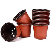 Delxo 4 Nursery Pots 100 Pcs Plastic Small Plant Pots with Drainage Holes, Flexible Seed Starter Pots for Seedlings, Cuttings & Transplanting, Reusable Flower Pots for Indoor Outdoor Plants, Red