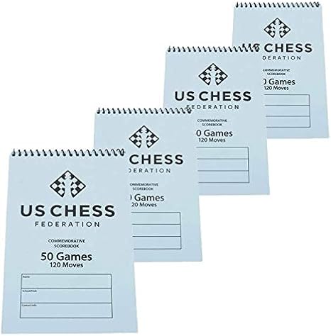 US Chess Federation Commemorative Spiral Chess Scorebook - Blue - (120 Moves/Game) (4 Pack)