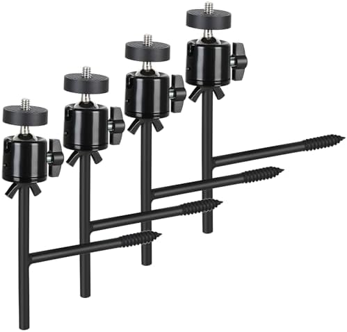 4-Pack Camera Mount T-Style Tree Stand with Mini Ball Head 360 Gimbal Outdoor Universal Holder for Security Action Hunting Cam
