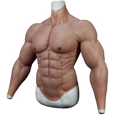 Silicone Muscle Bodysuit for Men - Realistic Fake Muscle Chest & Abs, Adjustable Bodybuilding Costume