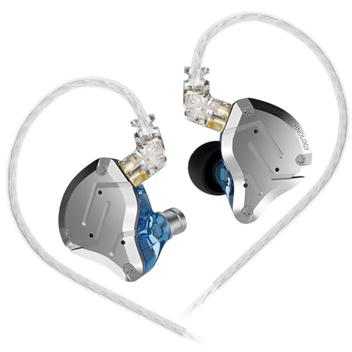 KZ ZS10 PRO in Ear Monitor Headphones, 4BA1DD 5 Hybrid Driver Gaming Earbuds Wired Earphones, HiFi Clarity Sound Immersive Bass IEMs for Gaming Musician Singer Audiophile Blue Without Microphone