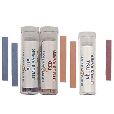 Red, Blue, Neutral Litmus Paper Acid/Base pH Indicator Strips Combo Pack with 300 Strips | Qualitative No Color Chart Tests