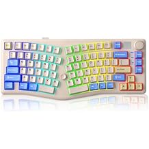 LEOBOG A75 Alice Keyboard, Tri-Mode Bluetooth/2.4G/USB-C Ergonomic Cute Creamy Keyboard with RGB Backlit Functional Knob Joystick, 75% Layout Hot-Swap Gasket Custom Keyboards for Win Mac PC Gamer-Blue