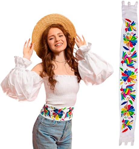 Cuitaxi Traditional Embroidered Mexican belt for women adjustable