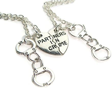Friendship Necklace for 2, Partner in Crime Necklaces, Best Friends Set, Half Heart Charms, Gift for Sisters, Friend Token, BFF Jewelry