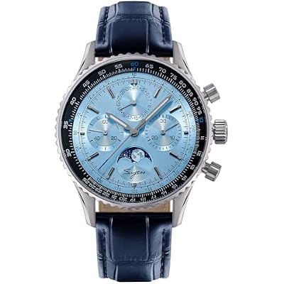 Sugess Seagull ST1908 43mm Blue Moon Phase Date Chronograph Sapphire Silver 1963 BNIB