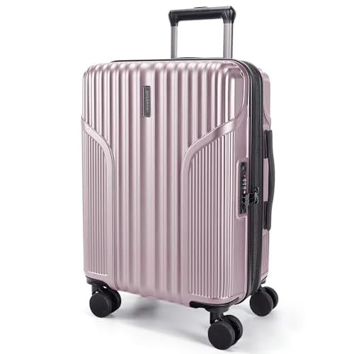 BAGSMART Carry On Luggage 22x14x9 Airline Approved, luggage with Spinner Wheels, 20 Inch Expandable Hardside Carry On Suitcase with TSA Lock Rolling Travel suitcase Carry-On, Pink Lavender