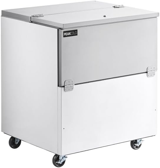 PEAKCOLD Milk Cooler, 34" Wide School Cafeteria Milk Fridge, Fits 8 Crates