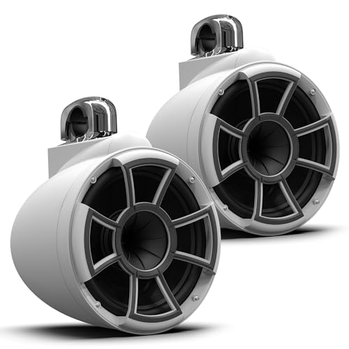 wet sounds REV10 White Special Edition Revolution Series 10 White Tower Speakers with Fixed Clamp