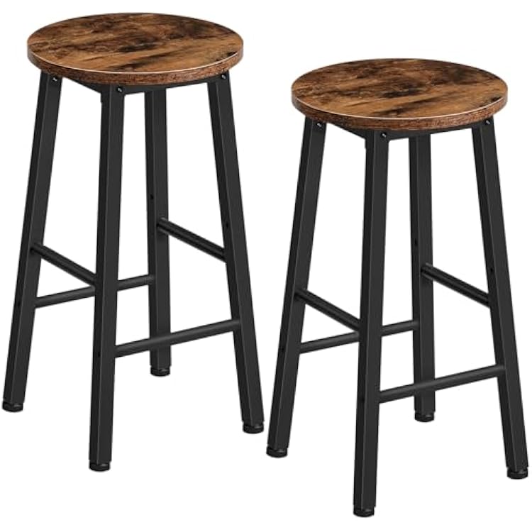 HOOBRO Bar Stools, Barstools Set of 2,Counter Height Barstools, 24.8 Bar Stools for Kitchen Island, Industrial Bar Chairs, for Dining Room, Kitchen, Bar, Rustic Brown and Black BF07BY01G1