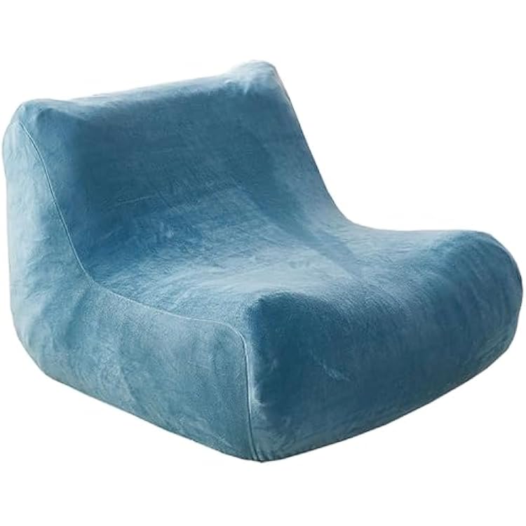 Lazy Floor Sofa Cover, Velvet Single Seated Fireside Chair Cover with Elastic Bottom Stretch Armless Lounge Chaise Slipcover Removable Furniture Protector for Living Room-Grey Blue-1 Seater