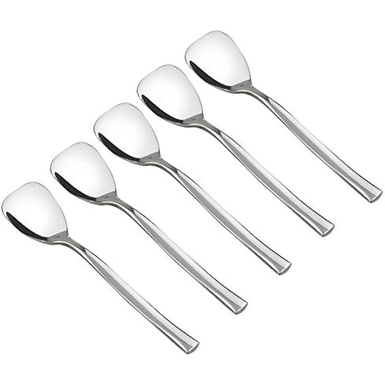 Idomy Set of 12 Stainless Steel Dessert Ice Cream Spoons, 5.51-INCH
