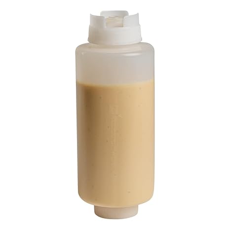 Restaurantware 32oz. FIFO Inverted Plastic Squeeze Bottle with Refill and Dispensing Lids - First In First Out - Perfect for Restaurants, Catering, and Food Trucks - 1ct box