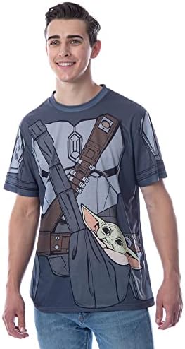 Star Wars Mens The Mandalorian Mando Holding The Child Costume Shirt