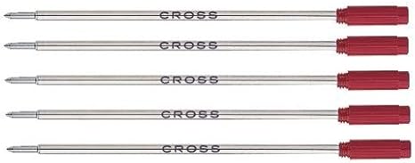 5 Cross Medium Ballpoint RED Refills (Bulk Pack)