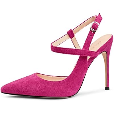 COLETER Womens Slingback Pumps 4IN Buckle Ankle Strap Sandals Closed Pointed Toe Office Work Wedding Shoes