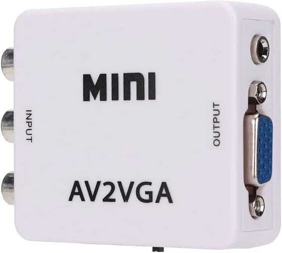 Watris Veiyi Video Converter, 480P Mini AV to VGA Adapter | Composite TV Set-Top Box Audio Video Converter