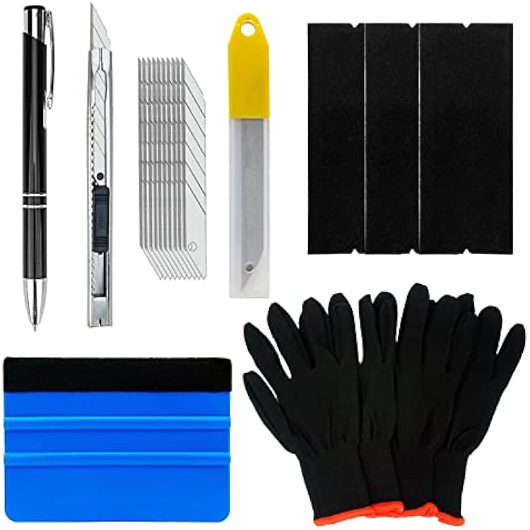CARTINTS Auto Glass Window Tint Film Installation Tools Kit with Air Release Tool Pen, Felt Squeegee, Vinyl Knife, Vinyl Wrap Gloves