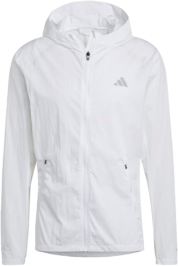 adidas Mens Marathon Warm-Up Jacket Running Athletic Outerwear - White