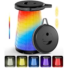 LED Camping Table Set with Stools, 300lbs Capacity Adjustable Height Folding Table & Chairs, All-in-One Compact Design for Outdoor, Camping, Picnic, Tailgating