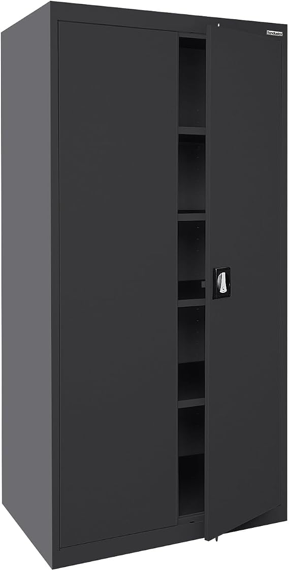 Sandusky EA4R361872-09 Wielded Steel Elite Storage Cabinet with Adjustable Shelves, Locking Handle, 18"D x 36"W x 72"H, Black