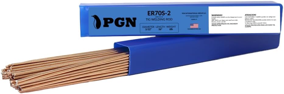 PGN ER70S-2 TIG Welding Rod 3/32 x 36 6 lb Pack | TIG Filler Rods for Mild & Carbon Steel | Precision & Clean Welds
