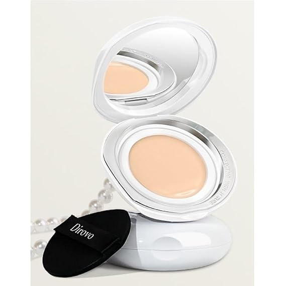 1 PC Dirovo Cushion Foundation Cream, High Coverage Fine Powder Long Lasting BB Air Foundation Cream (Oily Skin-Warm)