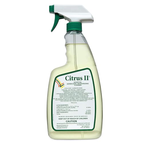 Citrus II Hospital Germicidal Deodorizing Cleaner - Fresh Citrus Scent - Disinfecting Spray - for Home, Hospital and Office Surfaces and Supplies - 22 Fl Oz