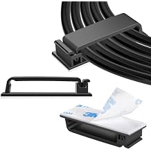 XHF 50 PCS Self Adhesive Cable Clips(L) Black,Wire Clips Cable Management Wire Organizer Cord Holder for Under Desk, Car, Wall, TV PC Ethernet Cable