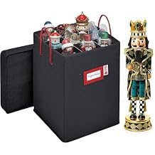 Christmas Nutcracker and Figurine Collectible Storage Box - Stores Up to 9-16" Tall Nutcrackers, Ornaments, and More - Holiday Decor Organizer with Adjustable Dividers - Nutcracker NOT Included
