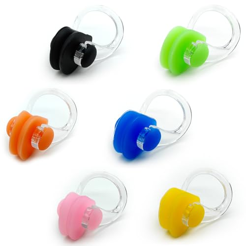 Zooshine 6 Colors Swimming Nose Clips for Kids Age 7 Adults, Waterproof Silicone Swim Nose Plug for Pool Surfing,Comfortable Swim Training Gear Prevent Water from Entering Nose
