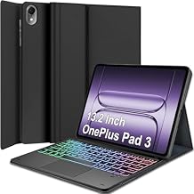Backlit Trackpad Keyboard Case for OnePlus Pad 3 (13.2 Inch) 2025, 7 Color Rainbow Backlight Detachable Bluetooth Touchpad Keyboard Folio Smart Cover