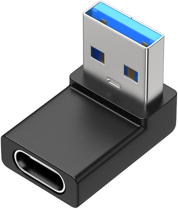 USB C to USB 3.0 Adapter 90 Degree Right Angle, USB-C Female to USB-A Male