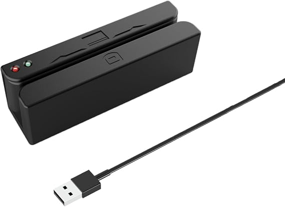 MSR90U Magnetic Strip Card Reader 3 Track USB POS Magstripe Card Reader for POS System Cashier Registry,Plug and Play, Black