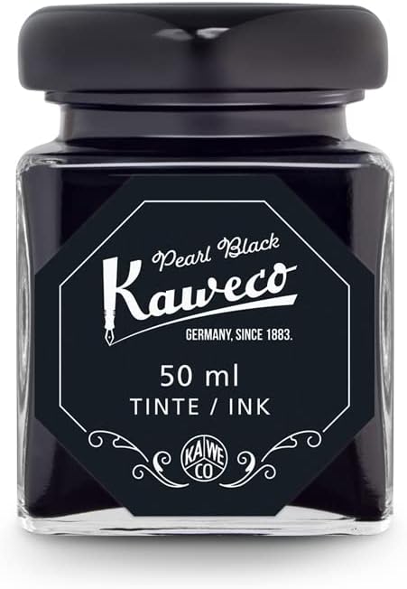 Kaweco Ink Bottle 50 ml/ 1.7 oz Pearl Black I Premium Ink for Fountain Pen in Ink Glass I Ink Bottle with Kaweco Quality Seal I Vegan Cruelty Free Water Soluble Calligraphy Lettering Writing Ink