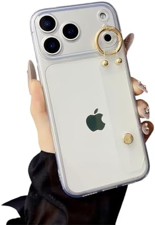 siduater Case for 6.9 iPhone 17 Pro Max with Kickstand, Wrist Strap Band Soft Clear Shockproof Protective Cover, Adjustable Handle Grip Loop for iPhone 17 Pro Max 6.9 Inch 2025, Crystal Clear