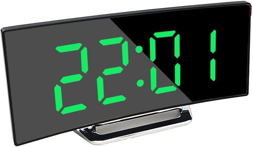 Digital Alarm Clock Bedside,LED Bedside Clock with 7" Curved Screen,Snooze,2 Levels of Brightness,Night Light,USB Charging Port,1224 Hr,for Heavy Sleepers,Travel,Bedroom,Office Best Festival Gift