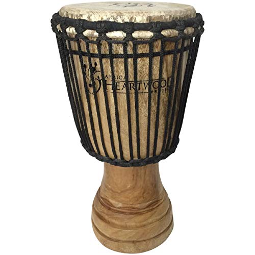 Classical Heartwood Djembe Drum 6-7x14-15 - Solid Wood, Goat Skin - Made in Ghana