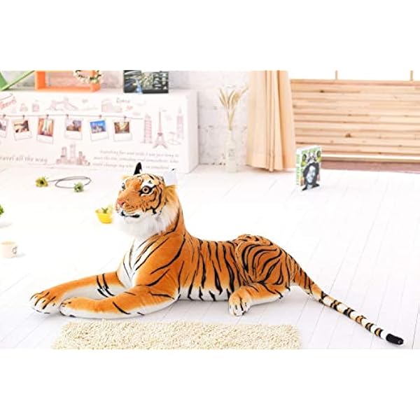 30-120cm Realistic Tiger Leopard Plush Stuffed Animal Simulation White Tiger Jacquard Doll Children Kids Birthday Gift 50cm Brown Tiger
