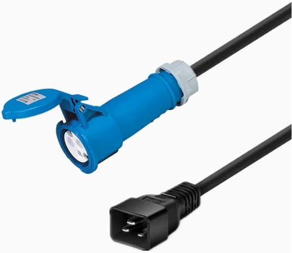 Heavy Duty Power Extension Cord,32A (IEC309 to C20),Blue IEC309 to IEC 320 C20 for UPS/PDU Power Extension Cord, 3G2.5mm2/13AWG (32A, 32ft/10m)