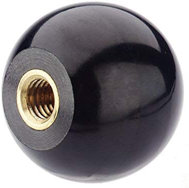 SBDs Black Phenolic ABS Plastic Ball Knob Female | 3/8"- 16 Thread Pitch 15/16" Depth 1-3/8" Diameter, 1-1/2" Height w/Brass Coated Metal Insert Heavy Duty 1.02 Oz