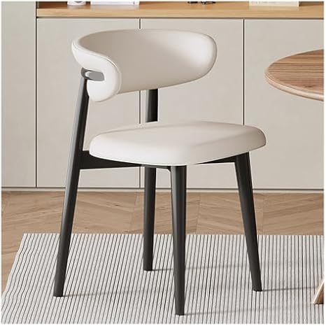 Wood Dining Chairs Mid-Century Modern Kitchen & Dining Room Chairs Faux Leather Living Room Accent Chair Armless Side Chairs with Solid Wood Legs for Bedroom (Color : Black)