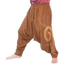 Jing Shop Harem Pants Cotton One Size, Unisex Boho Aladdin Baggy Trousers for Men & Women Hippie Lounge Chic