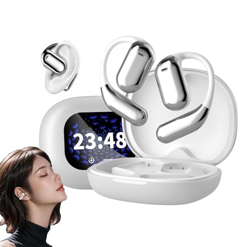 True Powerful Bluetooth 5.4 Open Ear Earbuds, Ipx5 Waterproof, Intelligent Touch Screen Open Earphones