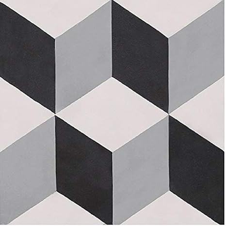 8x8 Geometric Steps Three Dimensional Encaustic Ceramic Tile Floor