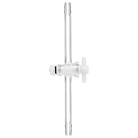 Glass Vacuum Flow Control Adapter with PTFE Stopcock, Borosilicate Glass Flow Control Vacuum Distillation Take Off Adapter for Lab Distillation, 8mm