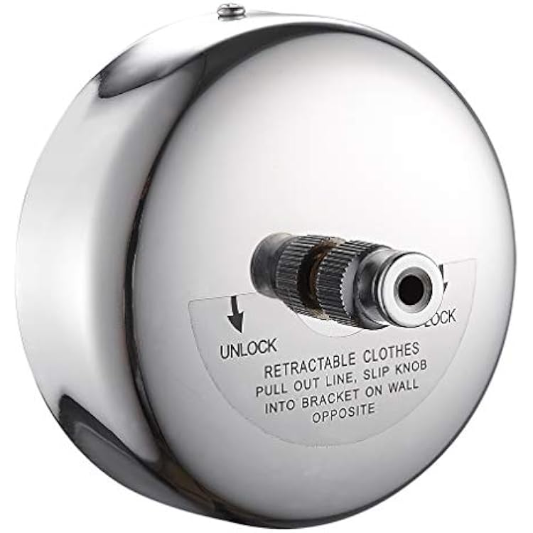 JOOM Retractable Clothesline Stainless Steel Heavy Duty 9FeetMAX for Hanging Drying in Bathroom Laundry Hotels, Chrome Finish,Round Style Chrome B Drill