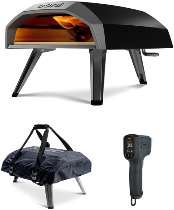 Ooni Koda 12 Outdoor Gas Pizza Oven Bundle - Includes Pizza Oven Cover and Infrared Thermometer